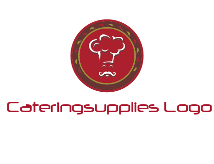 chef with hat in circle with pattern ring restaurant logo