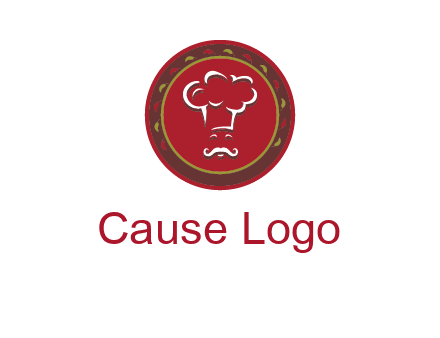 chef with hat in circle with pattern ring restaurant logo