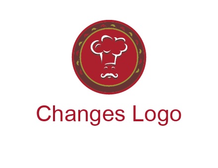 chef with hat in circle with pattern ring restaurant logo