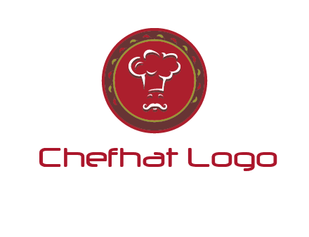 chef with hat in circle with pattern ring restaurant logo