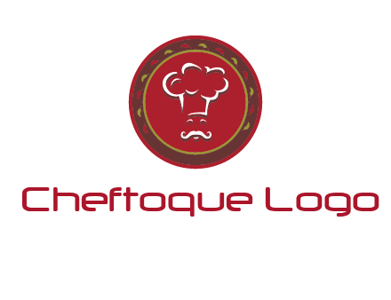 chef with hat in circle with pattern ring restaurant logo