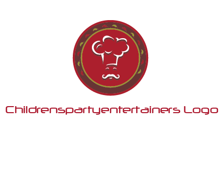 chef with hat in circle with pattern ring restaurant logo