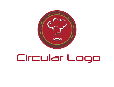 chef with hat in circle with pattern ring restaurant logo