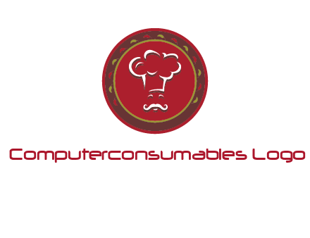 chef with hat in circle with pattern ring restaurant logo