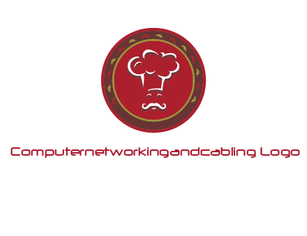 chef with hat in circle with pattern ring restaurant logo
