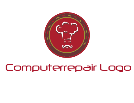 chef with hat in circle with pattern ring restaurant logo