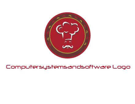 chef with hat in circle with pattern ring restaurant logo