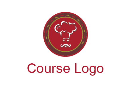 chef with hat in circle with pattern ring restaurant logo