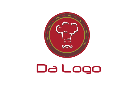 chef with hat in circle with pattern ring restaurant logo