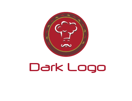 chef with hat in circle with pattern ring restaurant logo