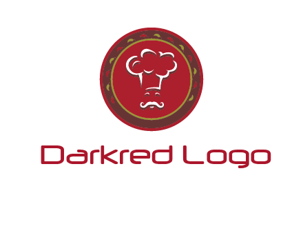 chef with hat in circle with pattern ring restaurant logo