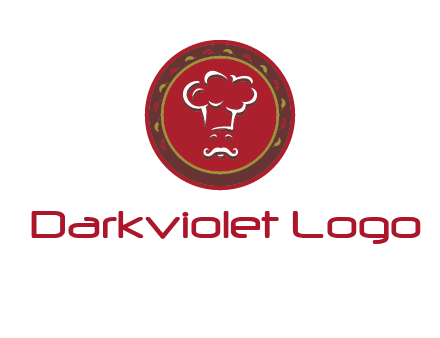 chef with hat in circle with pattern ring restaurant logo