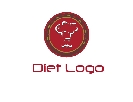 chef with hat in circle with pattern ring restaurant logo