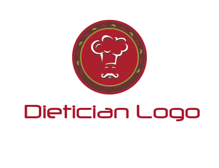 chef with hat in circle with pattern ring restaurant logo