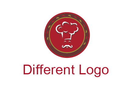 chef with hat in circle with pattern ring restaurant logo