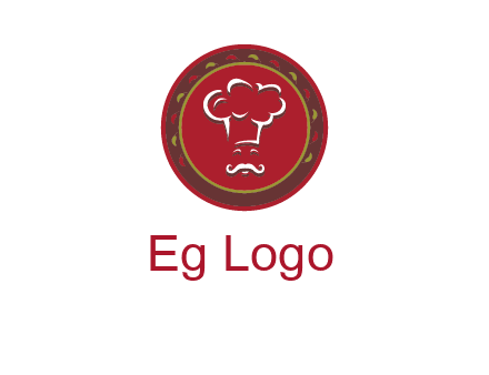 chef with hat in circle with pattern ring restaurant logo