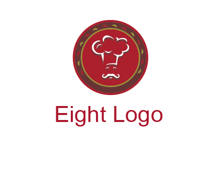 chef with hat in circle with pattern ring restaurant logo