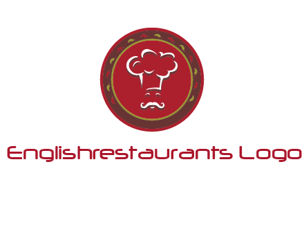 chef with hat in circle with pattern ring restaurant logo
