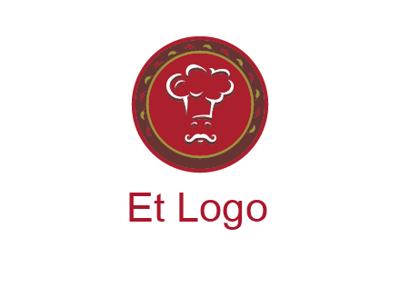 chef with hat in circle with pattern ring restaurant logo