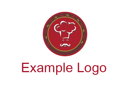 chef with hat in circle with pattern ring restaurant logo