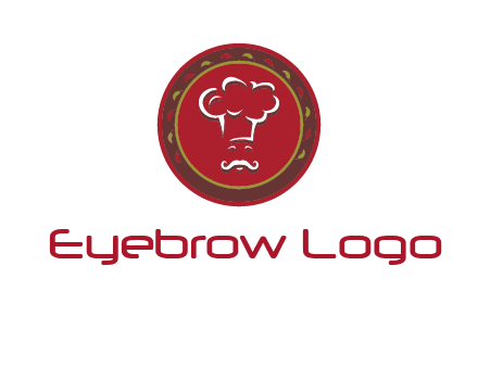 chef with hat in circle with pattern ring restaurant logo