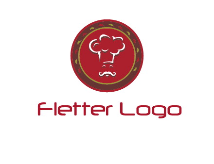 chef with hat in circle with pattern ring restaurant logo