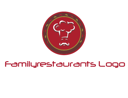 chef with hat in circle with pattern ring restaurant logo