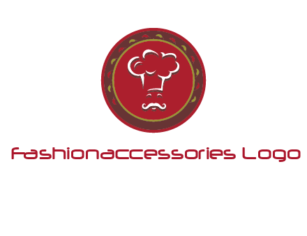 chef with hat in circle with pattern ring restaurant logo