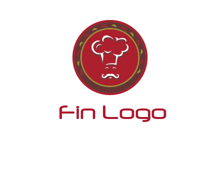 chef with hat in circle with pattern ring restaurant logo