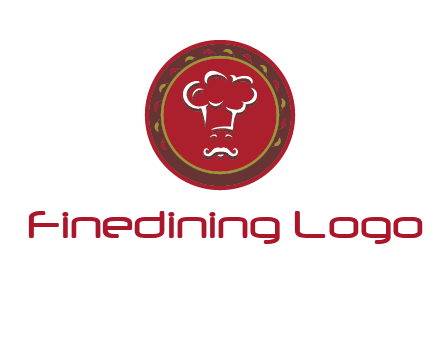chef with hat in circle with pattern ring restaurant logo