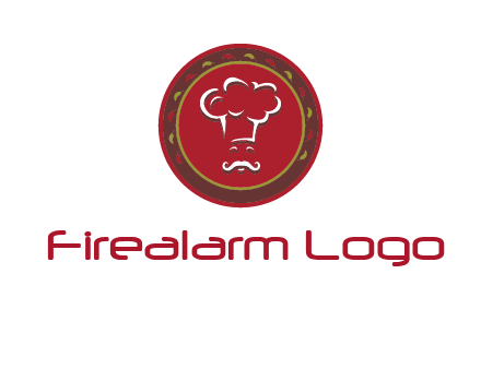 chef with hat in circle with pattern ring restaurant logo