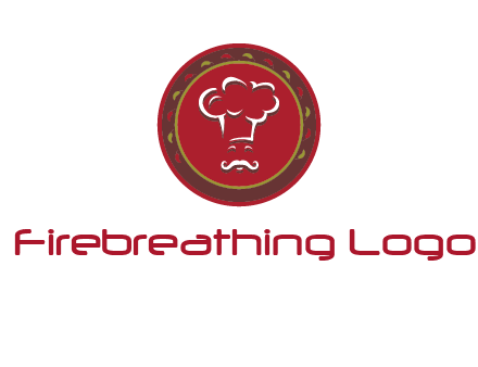 chef with hat in circle with pattern ring restaurant logo