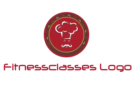 chef with hat in circle with pattern ring restaurant logo