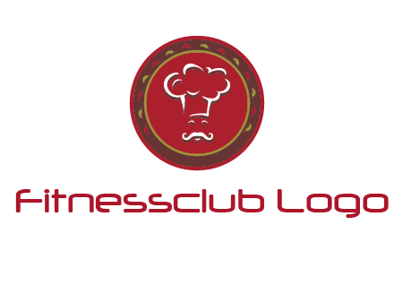 chef with hat in circle with pattern ring restaurant logo