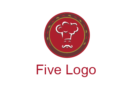chef with hat in circle with pattern ring restaurant logo