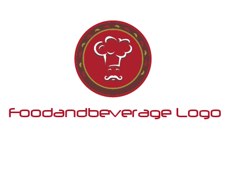chef with hat in circle with pattern ring restaurant logo