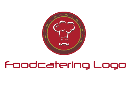 chef with hat in circle with pattern ring restaurant logo