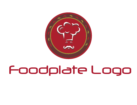 chef with hat in circle with pattern ring restaurant logo