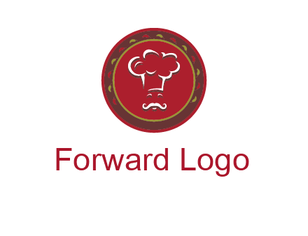 chef with hat in circle with pattern ring restaurant logo