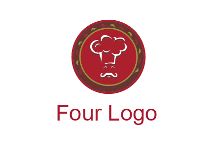 chef with hat in circle with pattern ring restaurant logo