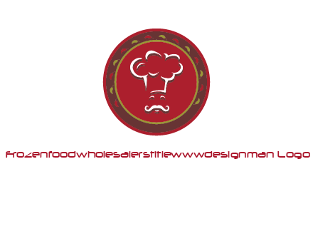 chef with hat in circle with pattern ring restaurant logo