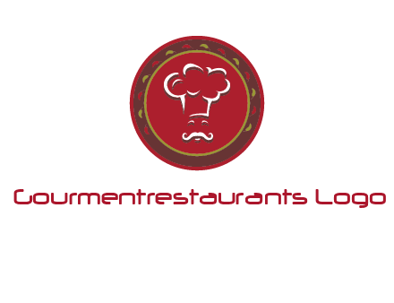 chef with hat in circle with pattern ring restaurant logo