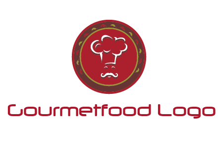chef with hat in circle with pattern ring restaurant logo