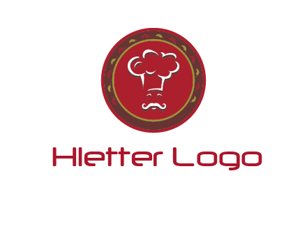 chef with hat in circle with pattern ring restaurant logo