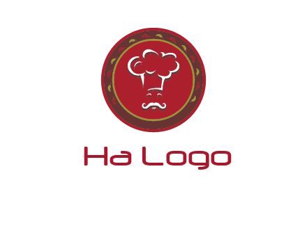 chef with hat in circle with pattern ring restaurant logo