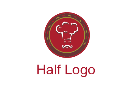 chef with hat in circle with pattern ring restaurant logo