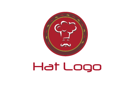 chef with hat in circle with pattern ring restaurant logo