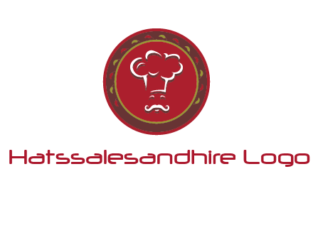 chef with hat in circle with pattern ring restaurant logo