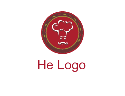 chef with hat in circle with pattern ring restaurant logo