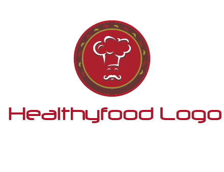 chef with hat in circle with pattern ring restaurant logo